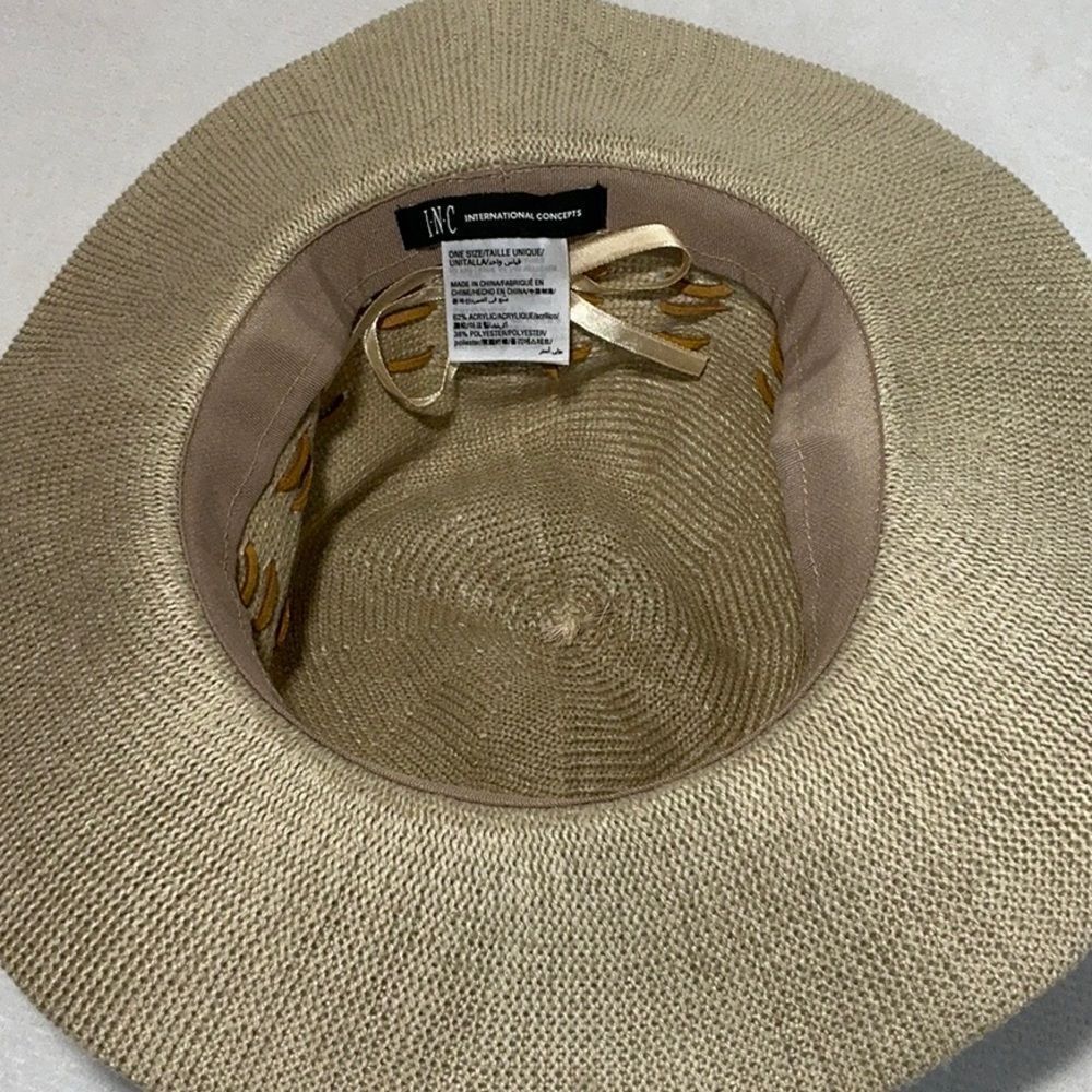 INC Leather Weave Burlap Wide Brim Hat - Picture 6 of 9